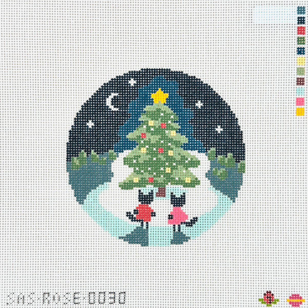 Saturnalia Stitching Rose Acolyte Christmas Tree Lighting Needlepoint Canvas