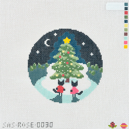 Saturnalia Stitching Rose Acolyte Christmas Tree Lighting Needlepoint Canvas