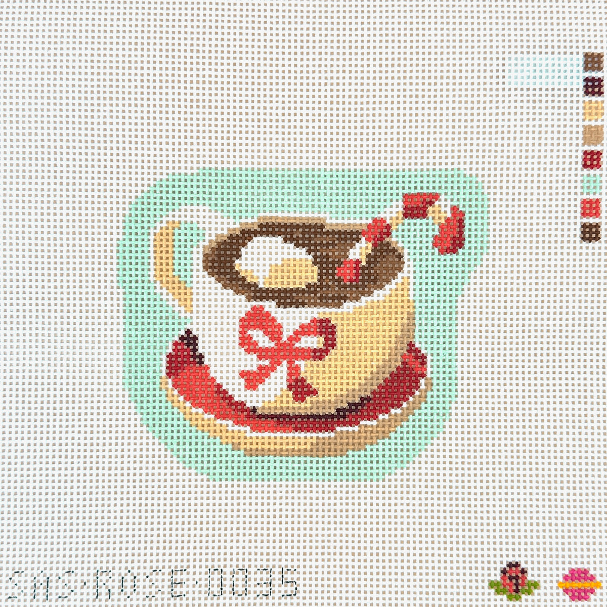 Saturnalia Stitching Rose Acolyte Peppermint Hot Cocoa Needlepoint Canvas - 13M