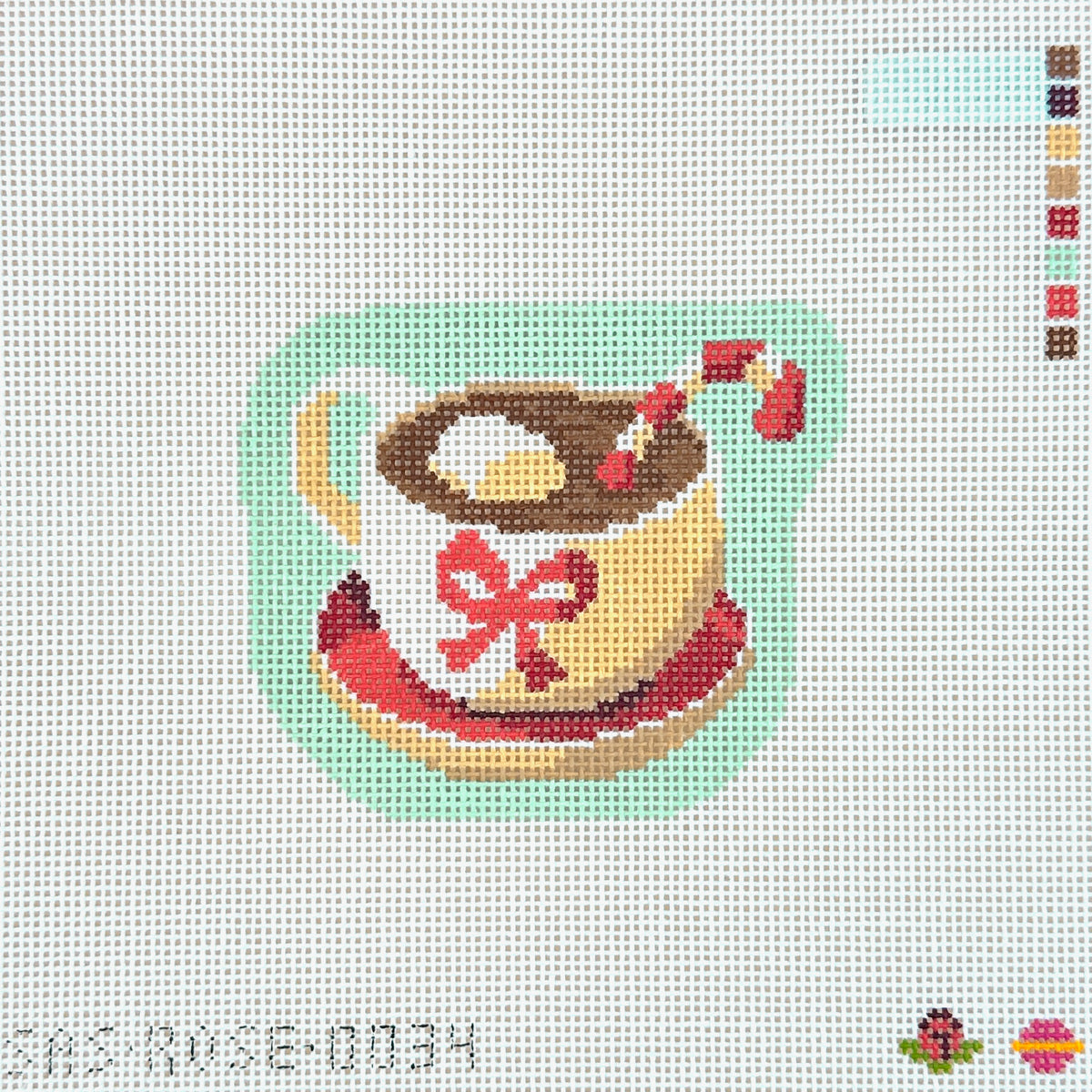 Saturnalia Stitching Rose Acolyte Peppermint Hot Cocoa Needlepoint Canvas - 18M