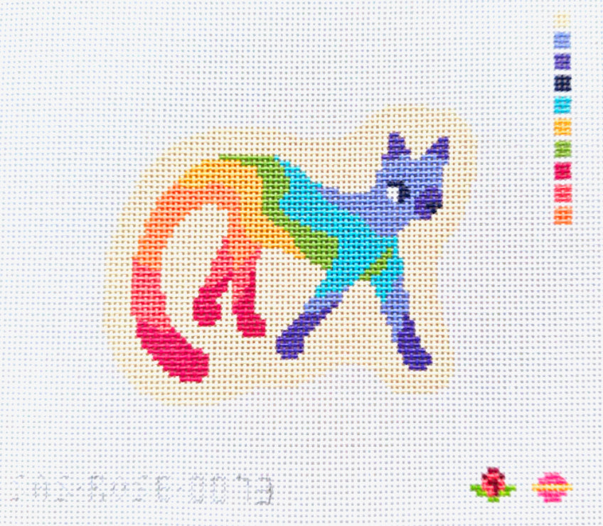 Saturnalia Stitching Rose Acolyte Rainbow Cat Needlepoint Canvas
