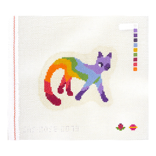 Saturnalia Stitching Rose Acolyte Rainbow Cat Needlepoint Canvas
