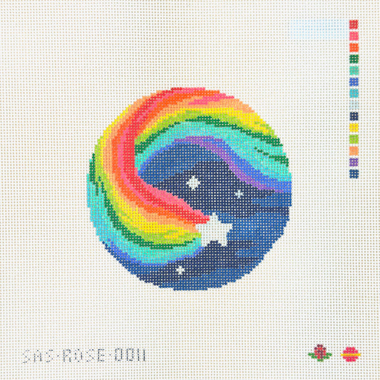 Saturnalia Stitching Rose Acolyte Rainbow Star Round Needlepoint Canvas