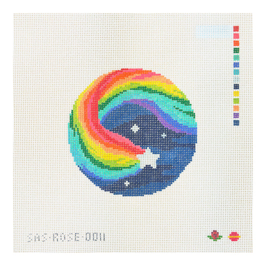 Saturnalia Stitching Rose Acolyte Rainbow Star Round Needlepoint Canvas