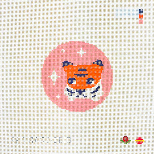 Saturnalia Stitching Rose Acolyte Simple Tiger Round Needlepoint Canvas