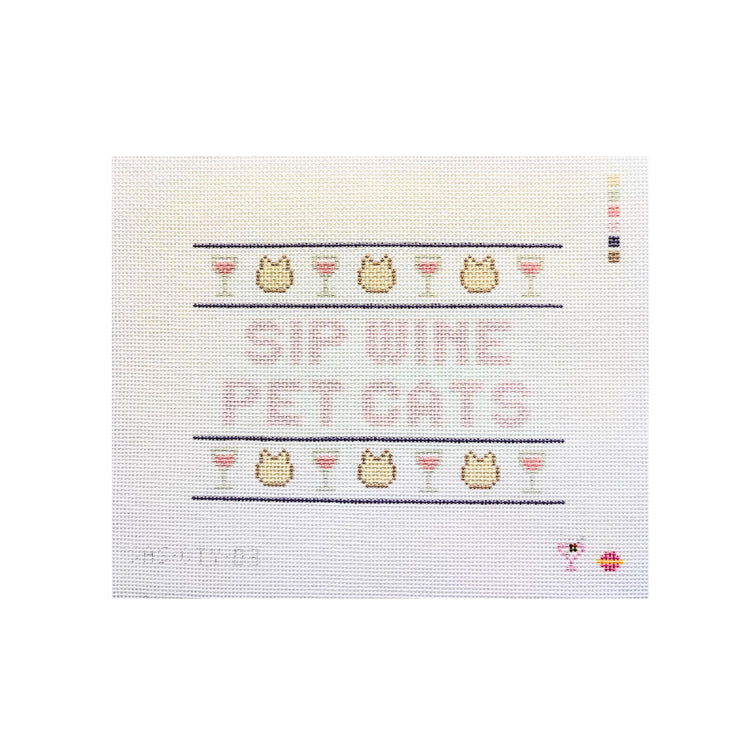 Saturnalia Stitching The City Stitcher Sip Wine Pet Cats Needlepoint Canvas