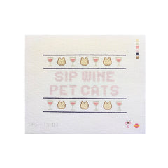 Saturnalia Stitching The City Stitcher Sip Wine Pet Cats Needlepoint Canvas