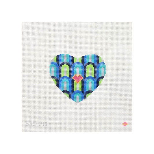 Saturnalia Stitching Soul Heart Blue Needlepoint Canvas