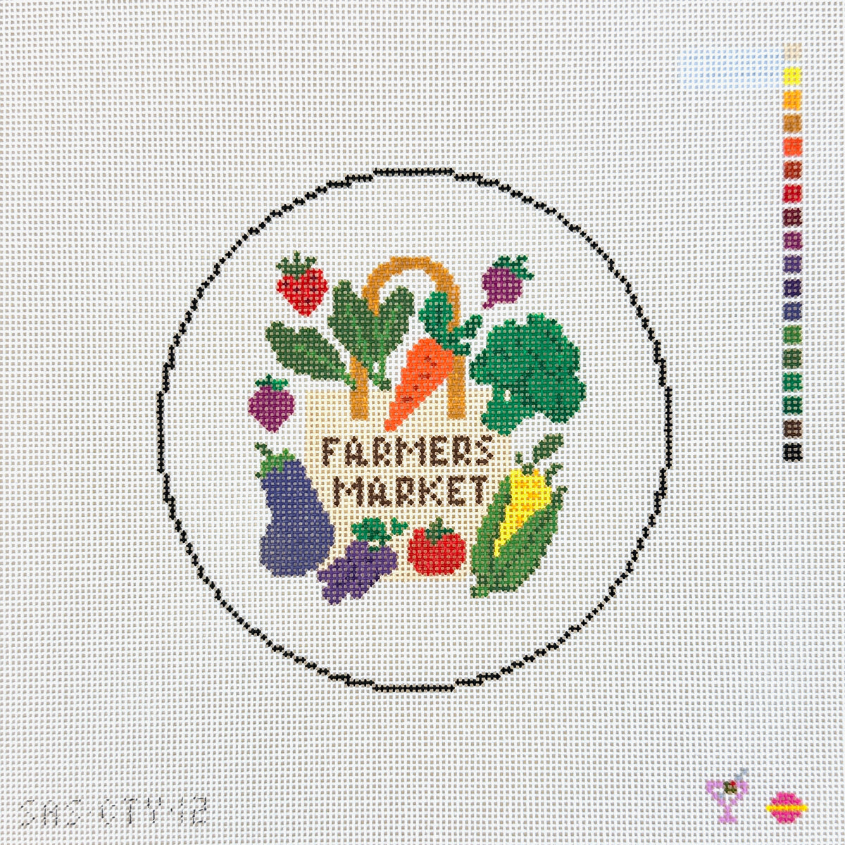 Saturnalia Stitching The City Stitcher Farmers Market Round Needlepoint Canvas