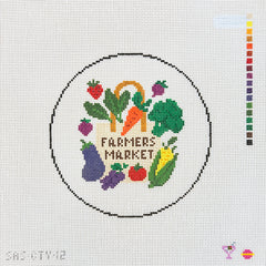 Saturnalia Stitching The City Stitcher Farmers Market Round Needlepoint Canvas