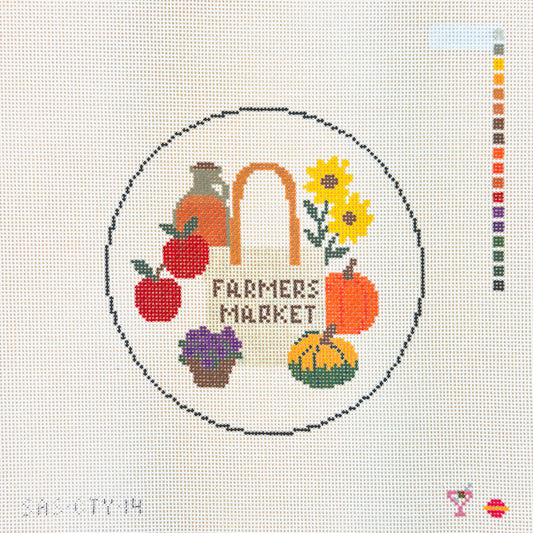 Saturnalia Stitching The City Stitcher Farmers Market Round Needlepoint Canvas