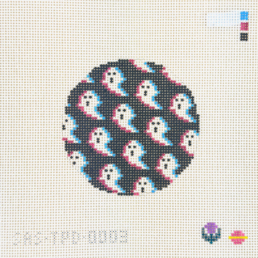 Saturnalia Stitching Thistle Pine Designs 3D Ghost Round Needlepoint Canvas