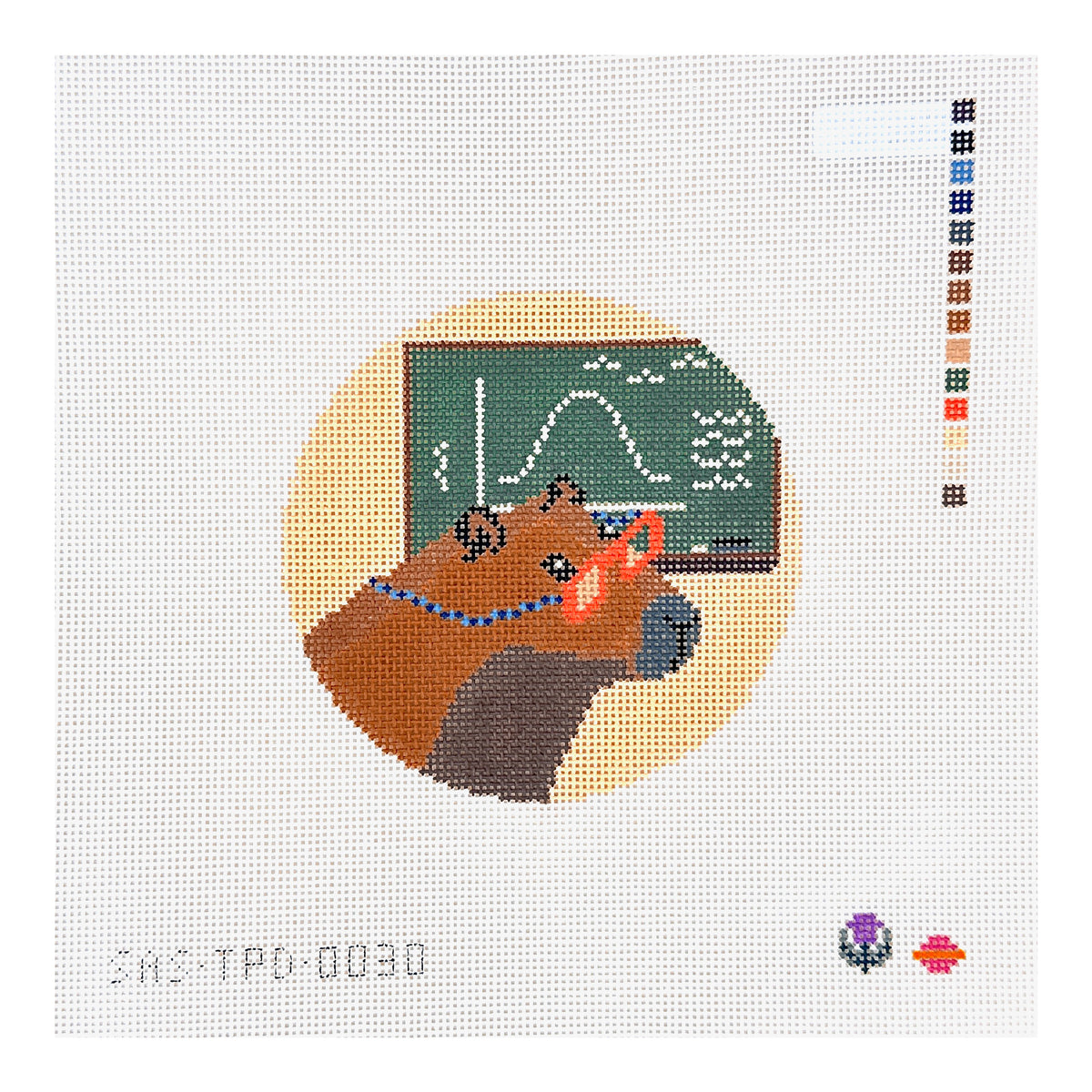 Saturnalia Stitching Thistle Pine Designs Professor Capybara Needlepoint Canvas