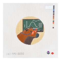 Saturnalia Stitching Thistle Pine Designs Professor Capybara Needlepoint Canvas