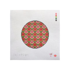 Saturnalia Stitching Watermelon Round Needlepoint Canvas