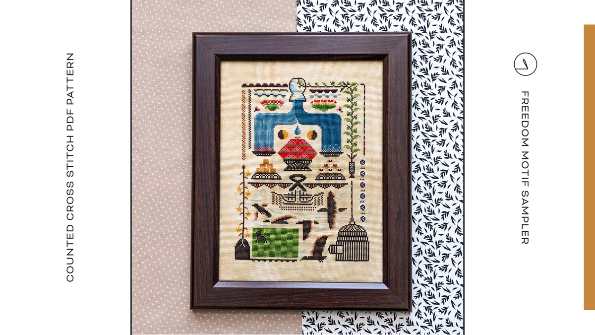 Shaded Stitchery Freedom Motif Sampler Juneteenth Cross Stitch Pattern
