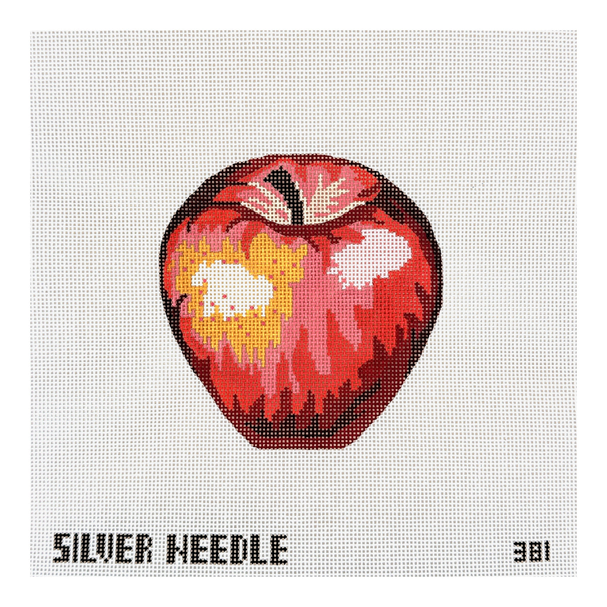 Silver Needle Apple Ornament Needlepoint Canvas