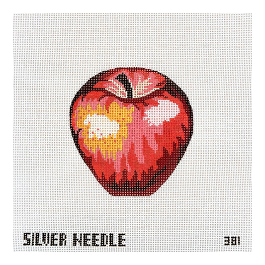 Silver Needle Apple Ornament Needlepoint Canvas