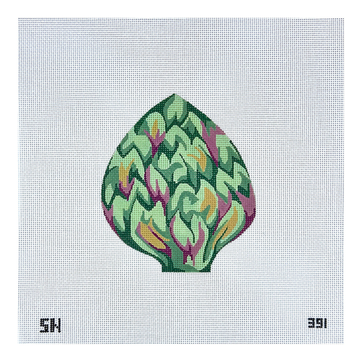 Silver Needle Artichoke Ornament Needlepoint Canvas