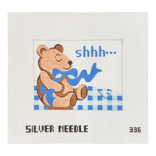 Silver Needle Baby Sleeping Sign Needlepoint Canvas - Blue