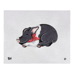 Silver Needle Black Pig Ornament Needlepoint Canvas