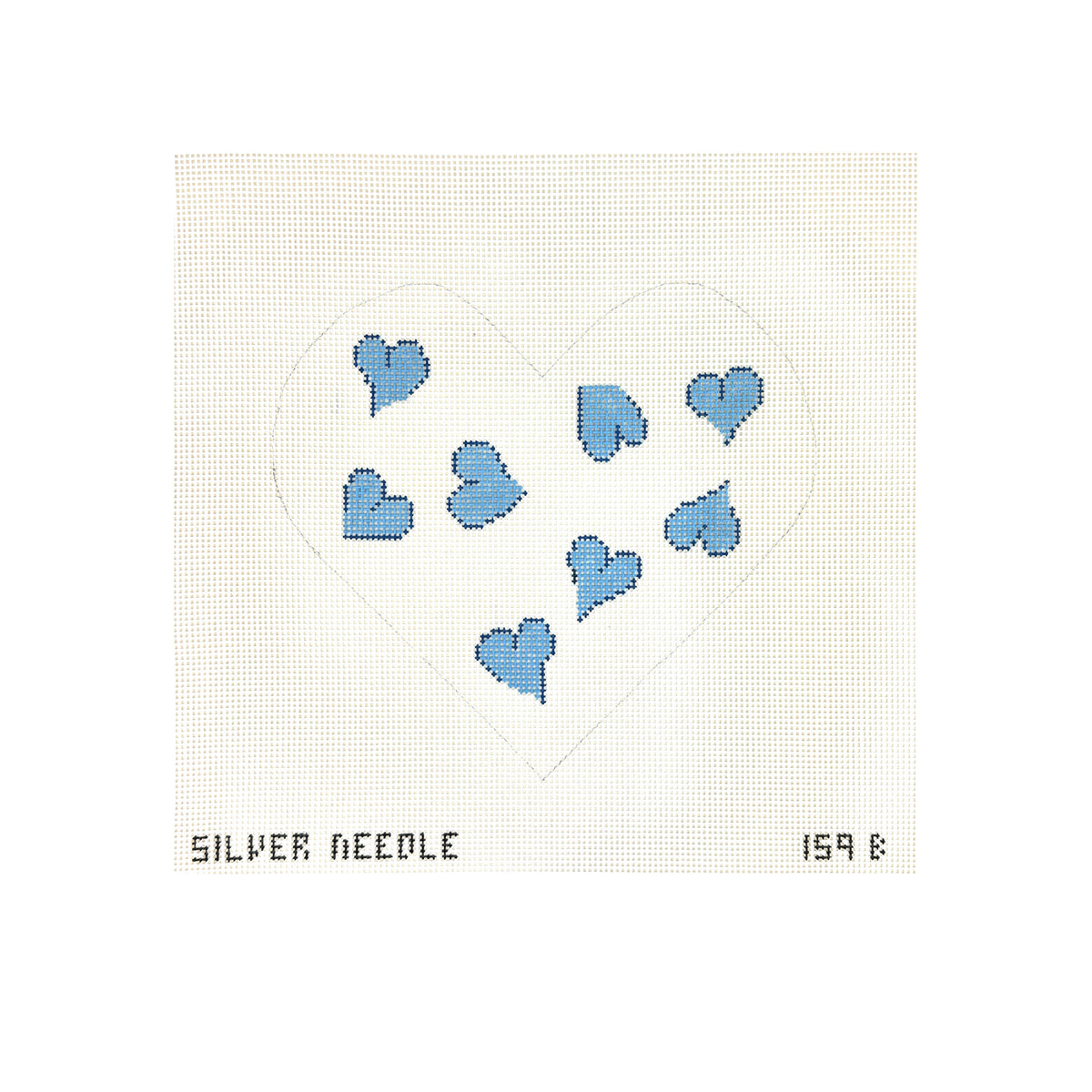 Silver Needle Blue Heart Pillow Needlepoint Canvas