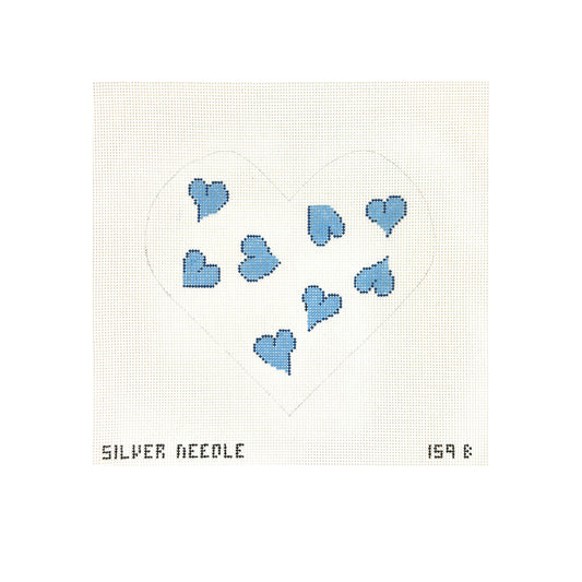 Silver Needle Blue Heart Pillow Needlepoint Canvas