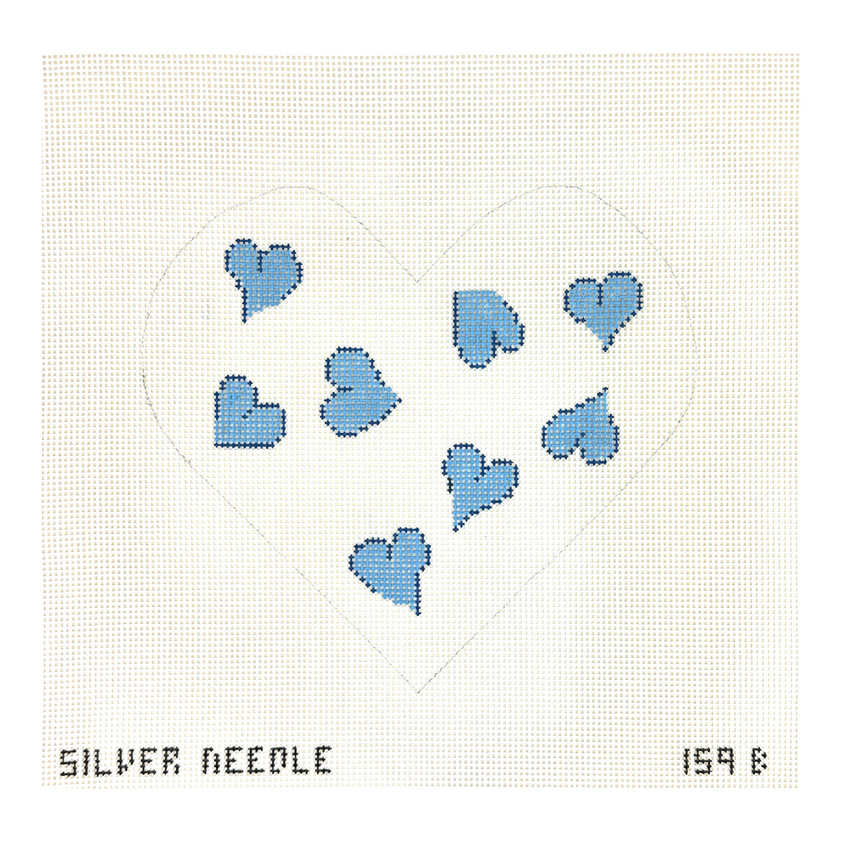 Silver Needle Blue Heart Pillow Needlepoint Canvas
