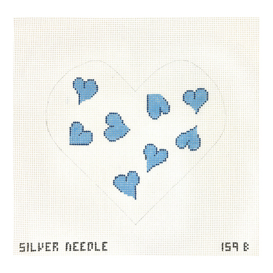 Silver Needle Blue Heart Pillow Needlepoint Canvas