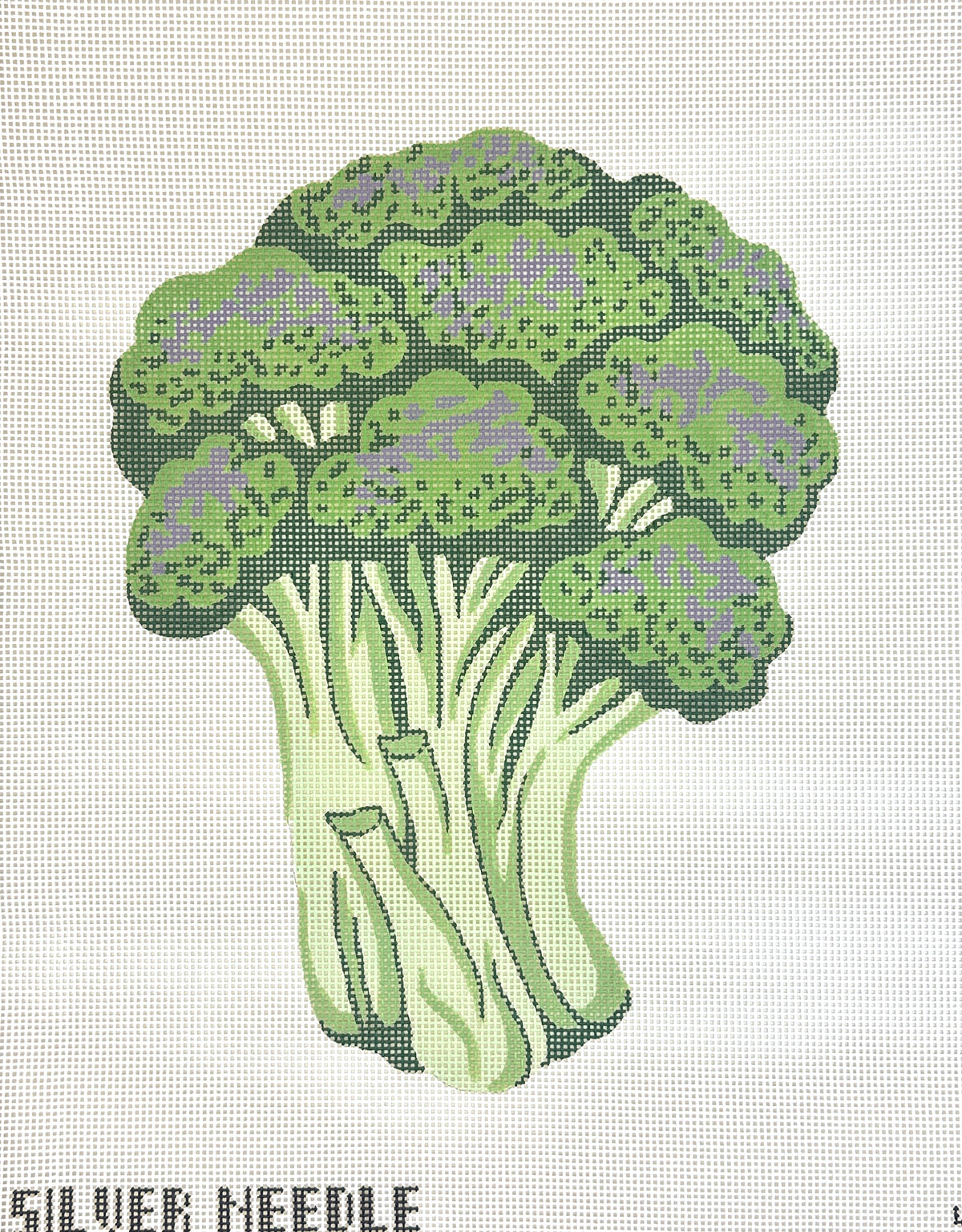 Silver Needle Broccoli Needlepoint Canvas