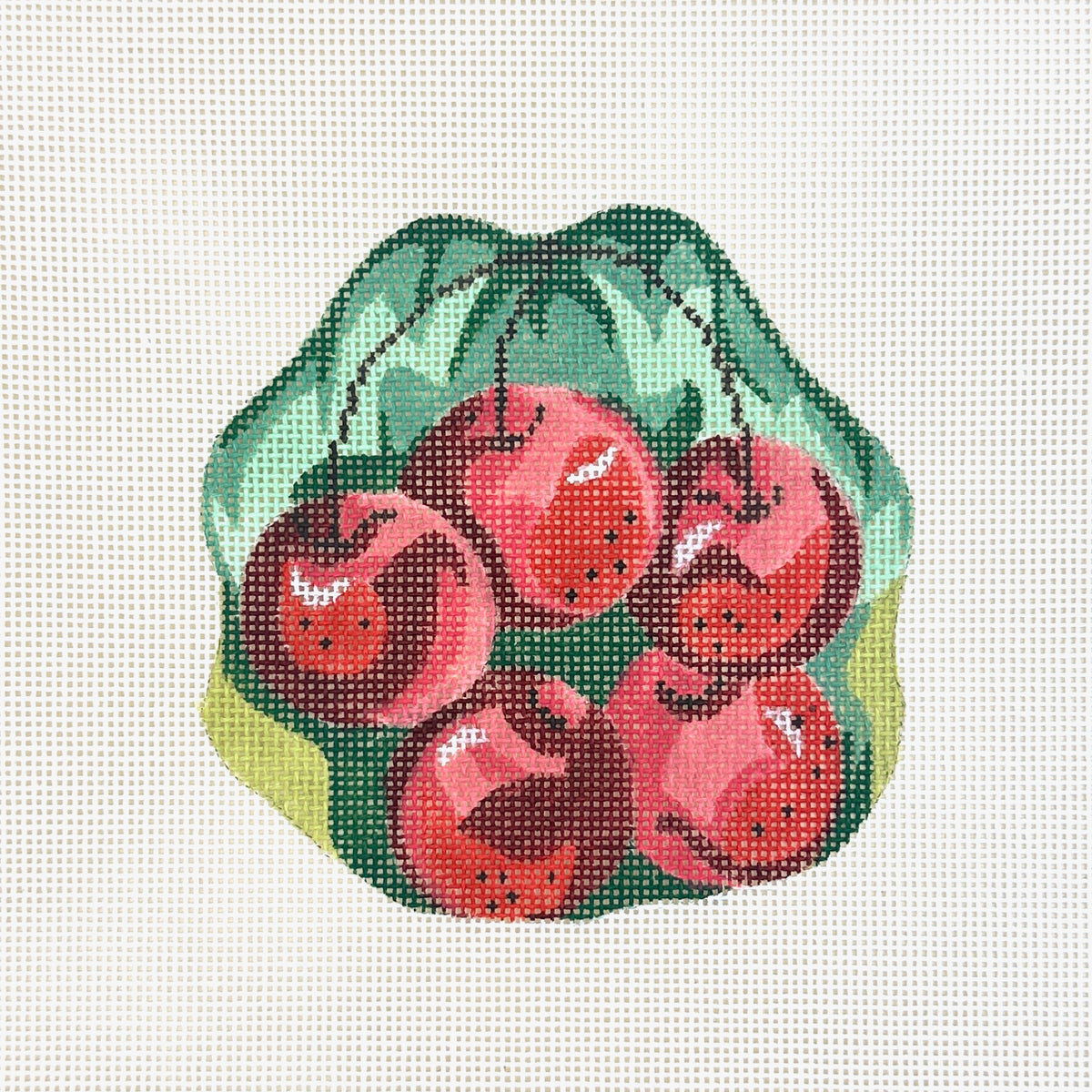 Silver Needle Cherries Ornament Needlepoint Canvas
