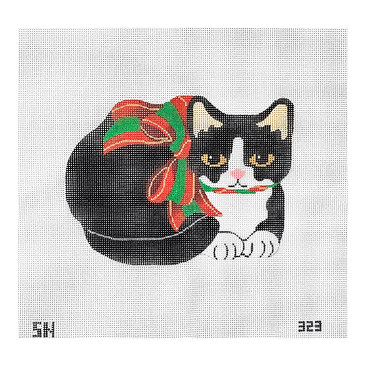 Silver Needle Christmas Kitty Ornament Needlepoint Canvas