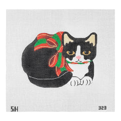 Silver Needle Christmas Kitty Ornament Needlepoint Canvas
