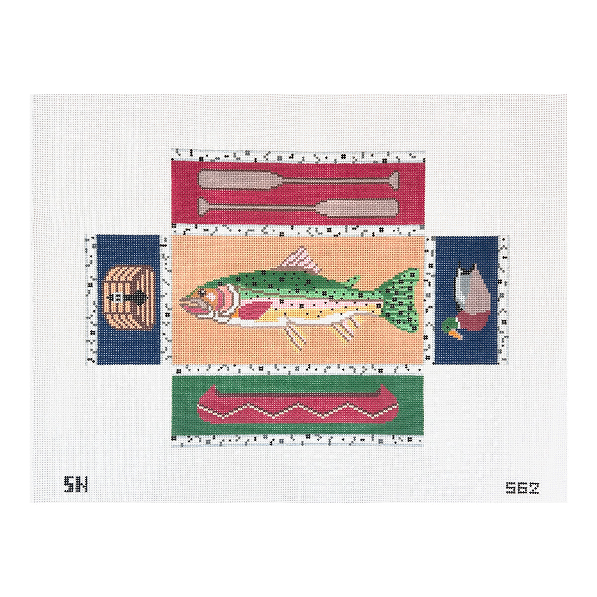 Silver Needle Fishing Doorstop Needlepoint Canvas