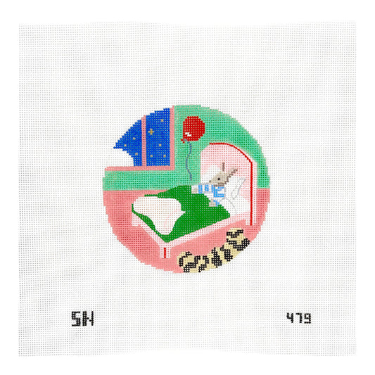 Silver Needle Goodnight Moon Bunny in Bed Needlepoint Canvas