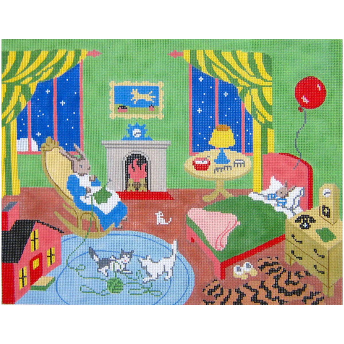Silver Needle Goodnight Moon Green Great Room Needlepoint Canvas