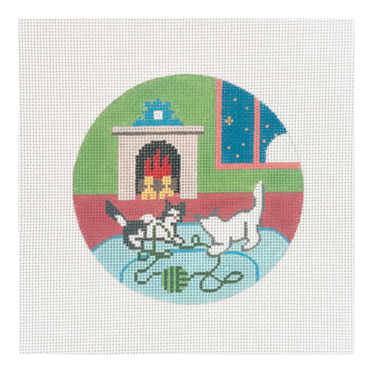 Silver Needle Goodnight Moon Kittens Ornament Needlepoint Canvas