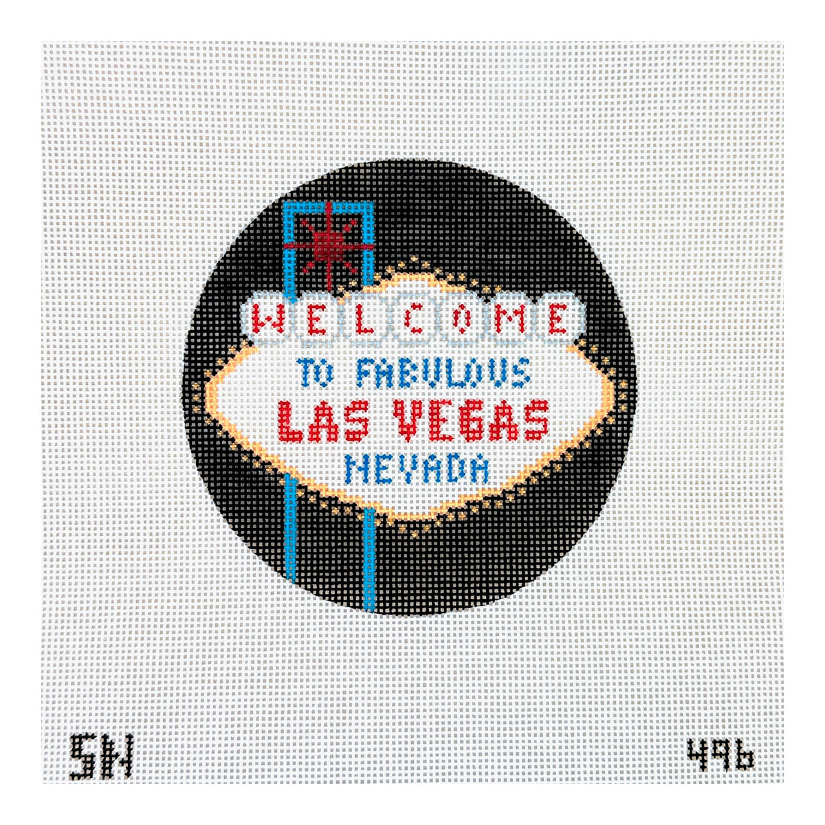Silver Needle Las Vegas Travel Round Needlepoint Canvas