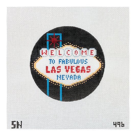 Silver Needle Las Vegas Travel Round Needlepoint Canvas