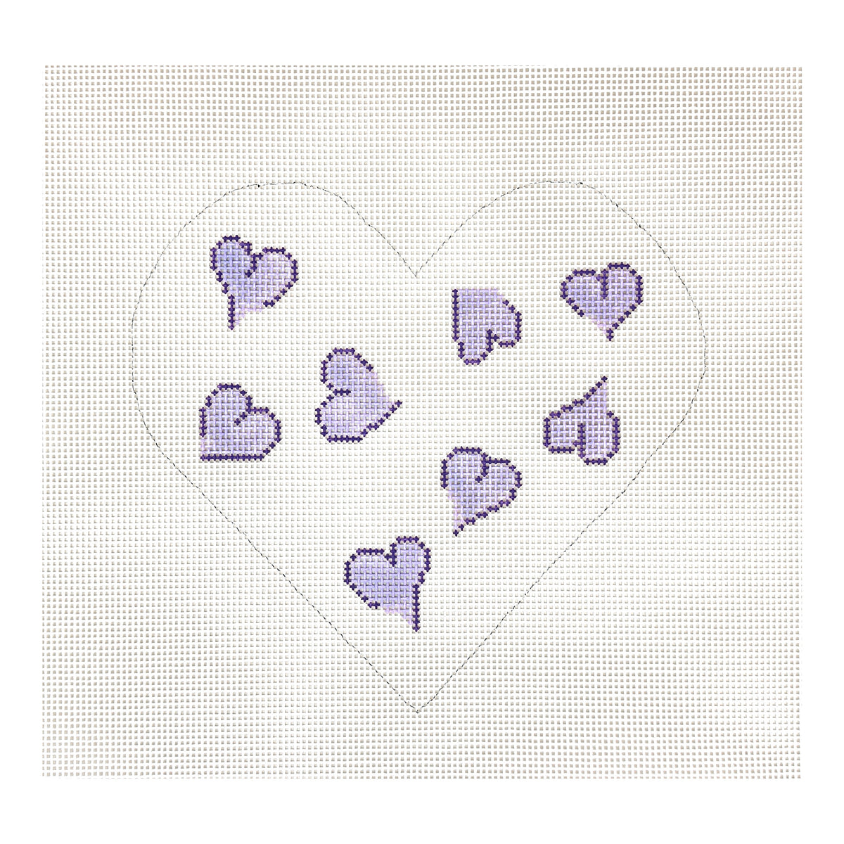 Silver Needle Lavender Heart Pillow Needlepoint Canvas