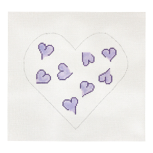 Silver Needle Lavender Heart Pillow Needlepoint Canvas