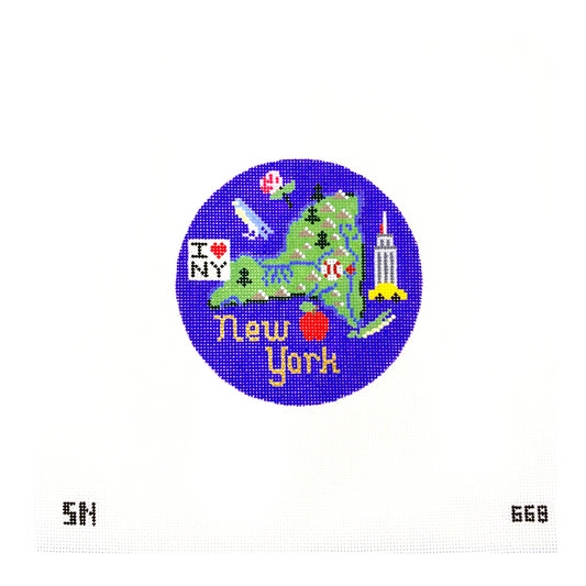 Silver Needle New York State Ornament Needlepoint Canvas