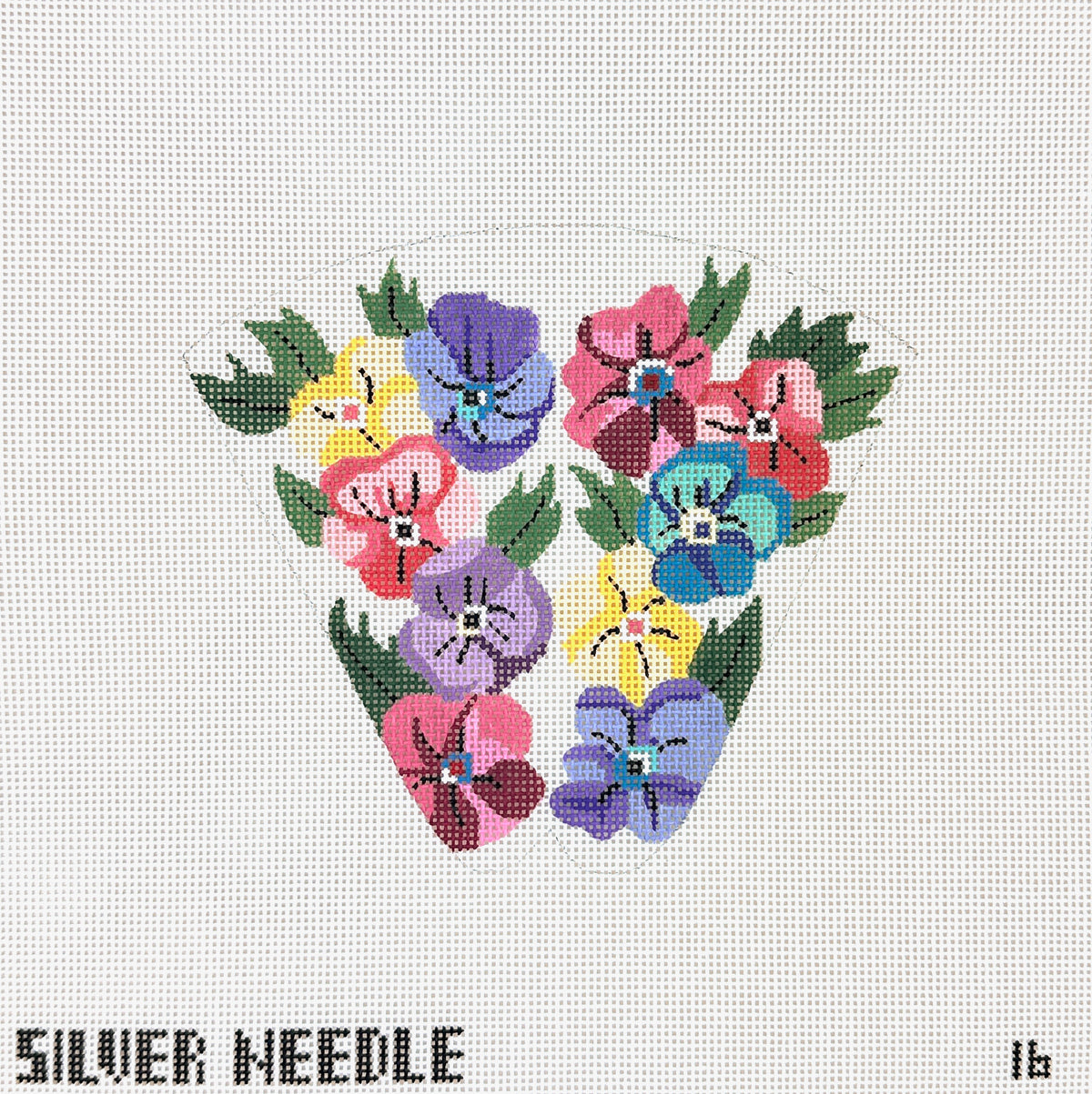 Silver Needle Pansies Scissor Case Needlepoint Canvas