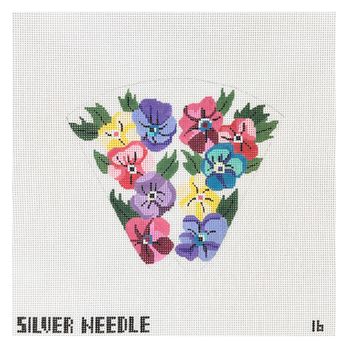 Silver Needle Pansies Scissor Case Needlepoint Canvas