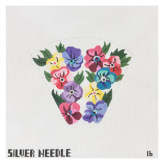 Silver Needle Pansies Scissor Case Needlepoint Canvas