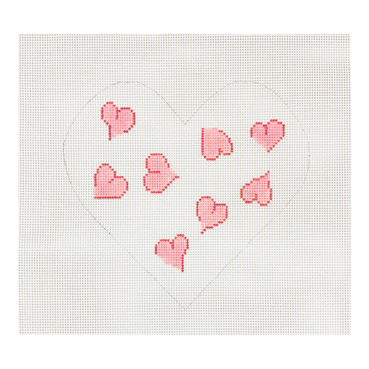 Silver Needle Pink Heart Pillow Needlepoint Canvas