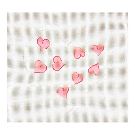 Silver Needle Pink Heart Pillow Needlepoint Canvas