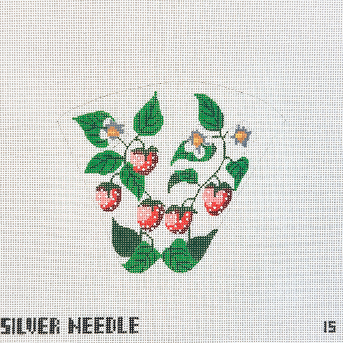 Silver Needle Strawberries Two Sided Scissor Case Needlepoint Canvas