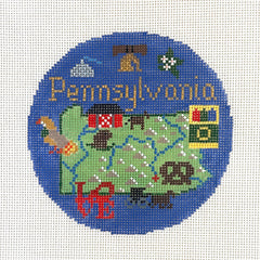Silver Needle Travel Round Pennsylvania Ornament Needlepoint Canvas