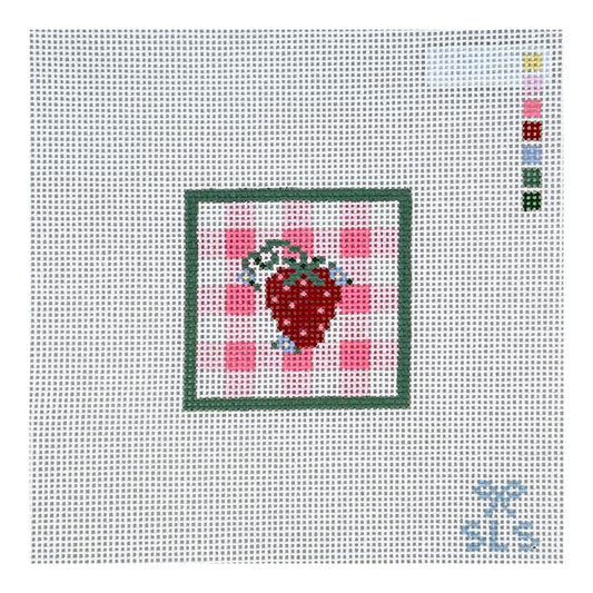 SLS Needlepoint Strawberry & Gingham Mini Needlepoint Canvas - Pink